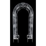 White painted wrought metal garden arbour arch trellis - THIS LOT IS TO BE COLLECTED BY APPOINTMEN