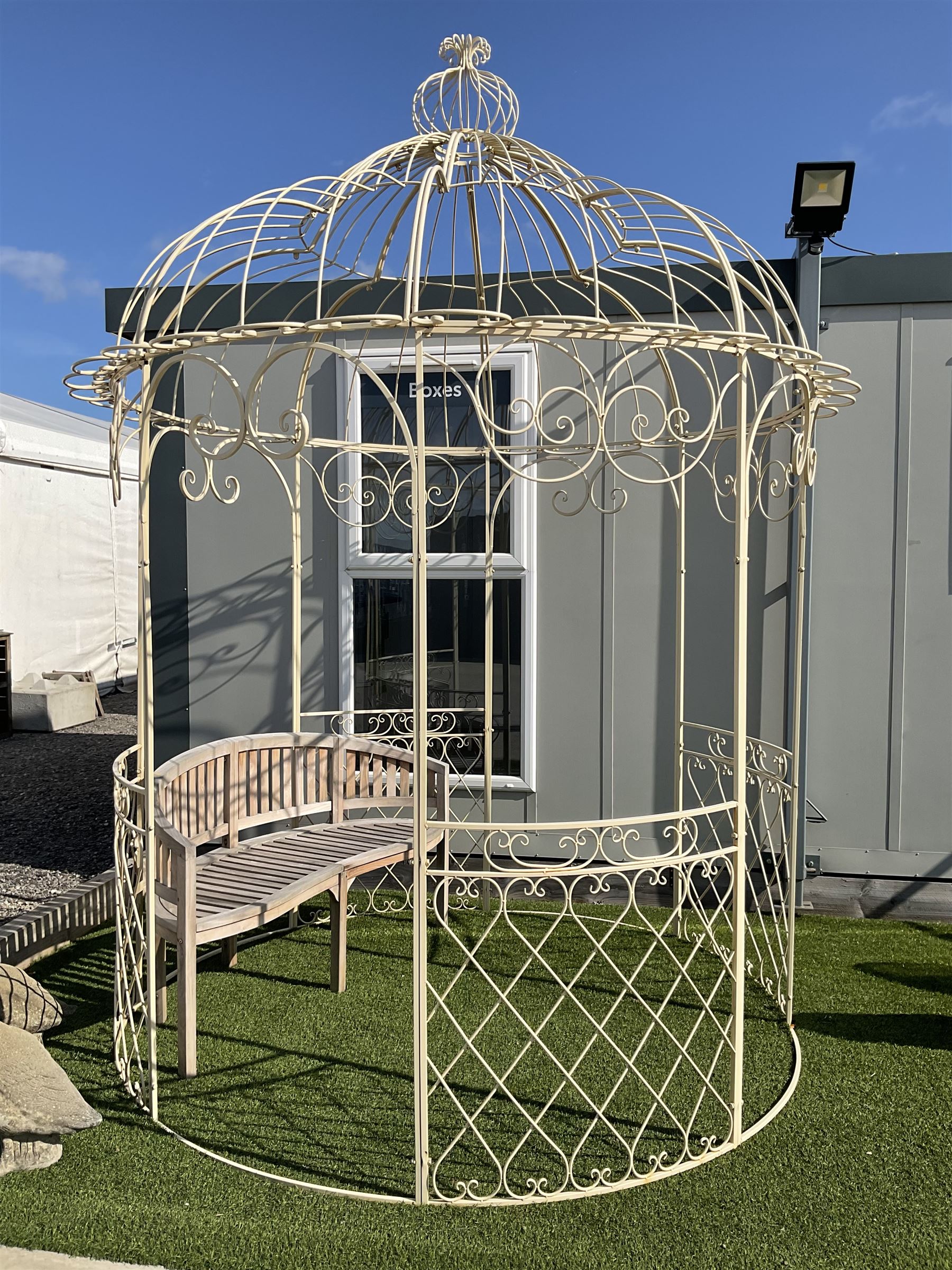 Wrought metal cream painted Gazebo - THIS LOT IS TO BE COLLECTED BY APPOINTMENT FROM DUGGLEBY STO