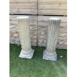 Pair of cast stone Pompeii fluted garden columns