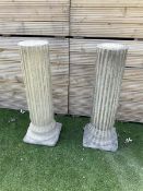Pair of cast stone Pompeii fluted garden columns