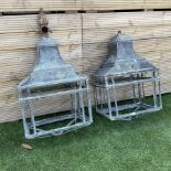 Pair of large Edwardian metal street lamps - THIS LOT IS TO BE COLLECTED BY APPOINTMENT FROM DUGGLEB