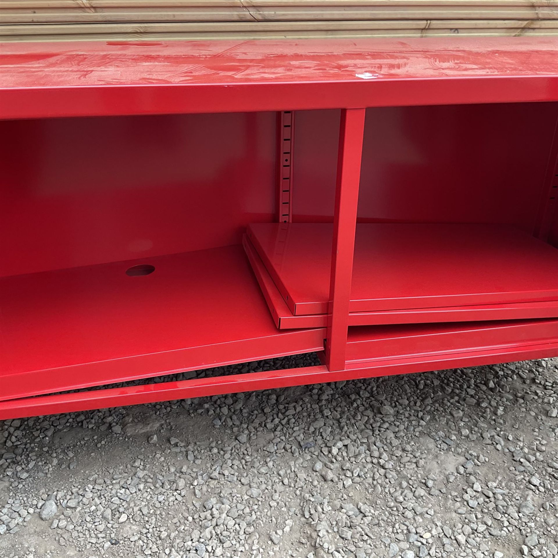 IKEA red painted metal two door media cabinet with keys - THIS LOT IS TO BE COLLECTED BY APPOINTMENT - Image 2 of 3