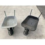 Two metal garden wheelbarrows - THIS LOT IS TO BE COLLECTED BY APPOINTMENT FROM DUGGLEBY STORAGE