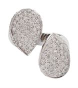 18ct white gold pave set round brilliant cut diamond Toi et Moi pear shaped ring