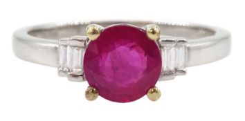18ct white gold round cut ruby ring