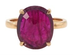 18ct rose gold single stone oval cut ruby ring