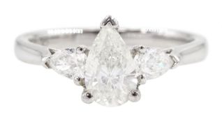 18ct white gold three stone pear cut diamond ring