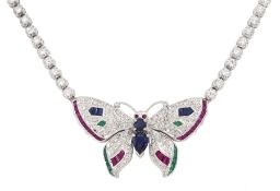 White gold butterfly necklace