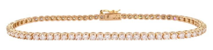 18ct rose gold round brilliant cut diamond line bracelet