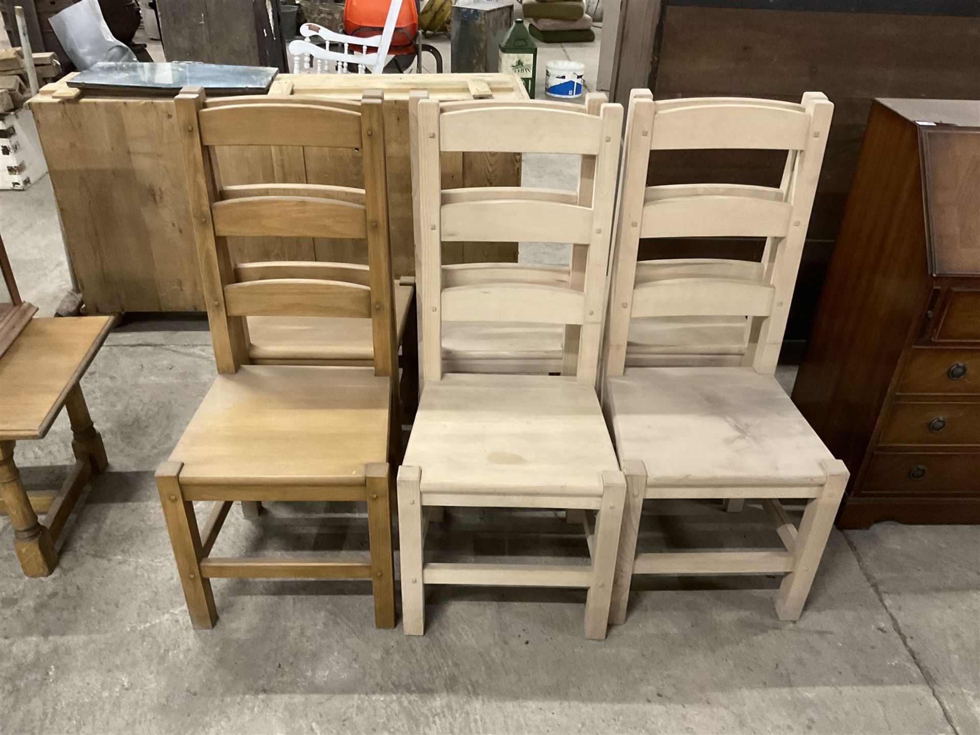 Set of six (4+2) light beech dining chairs - Image 3 of 3