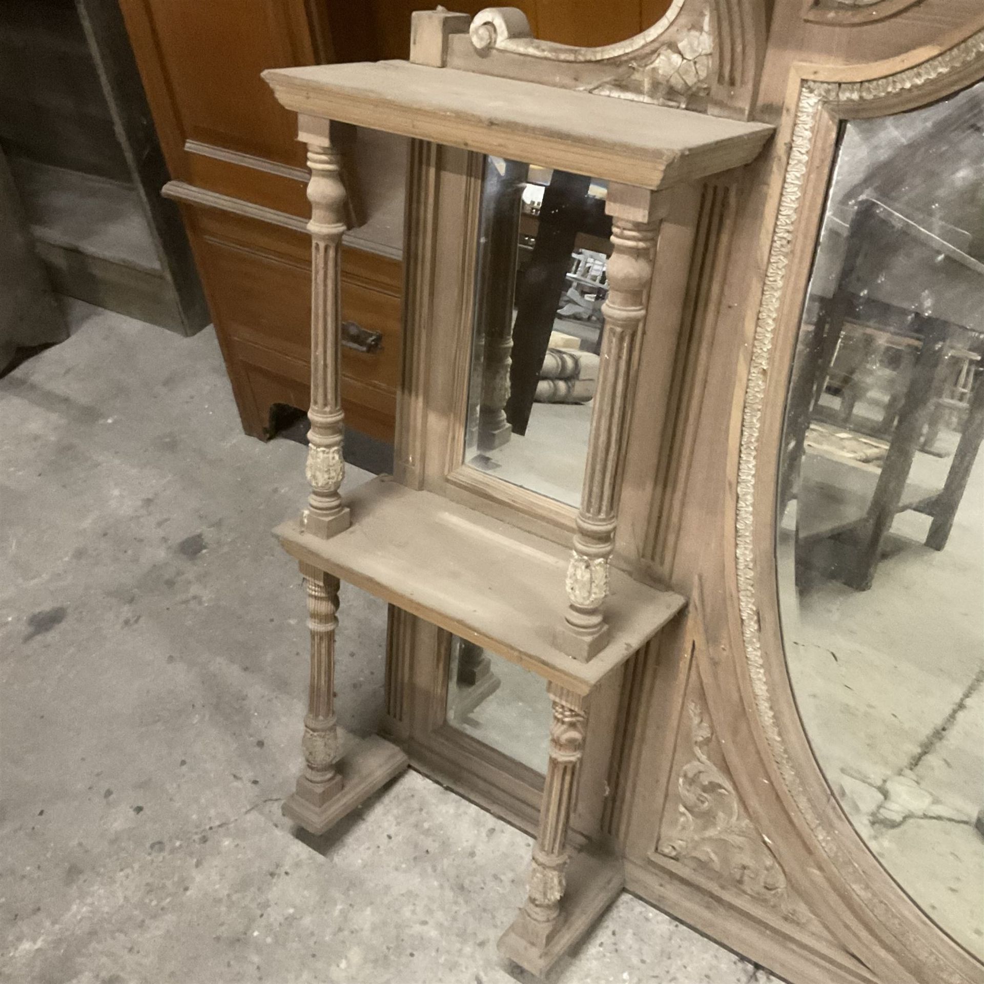 Late 19th century pine and gesso mirror back or wall mirror - Image 6 of 7