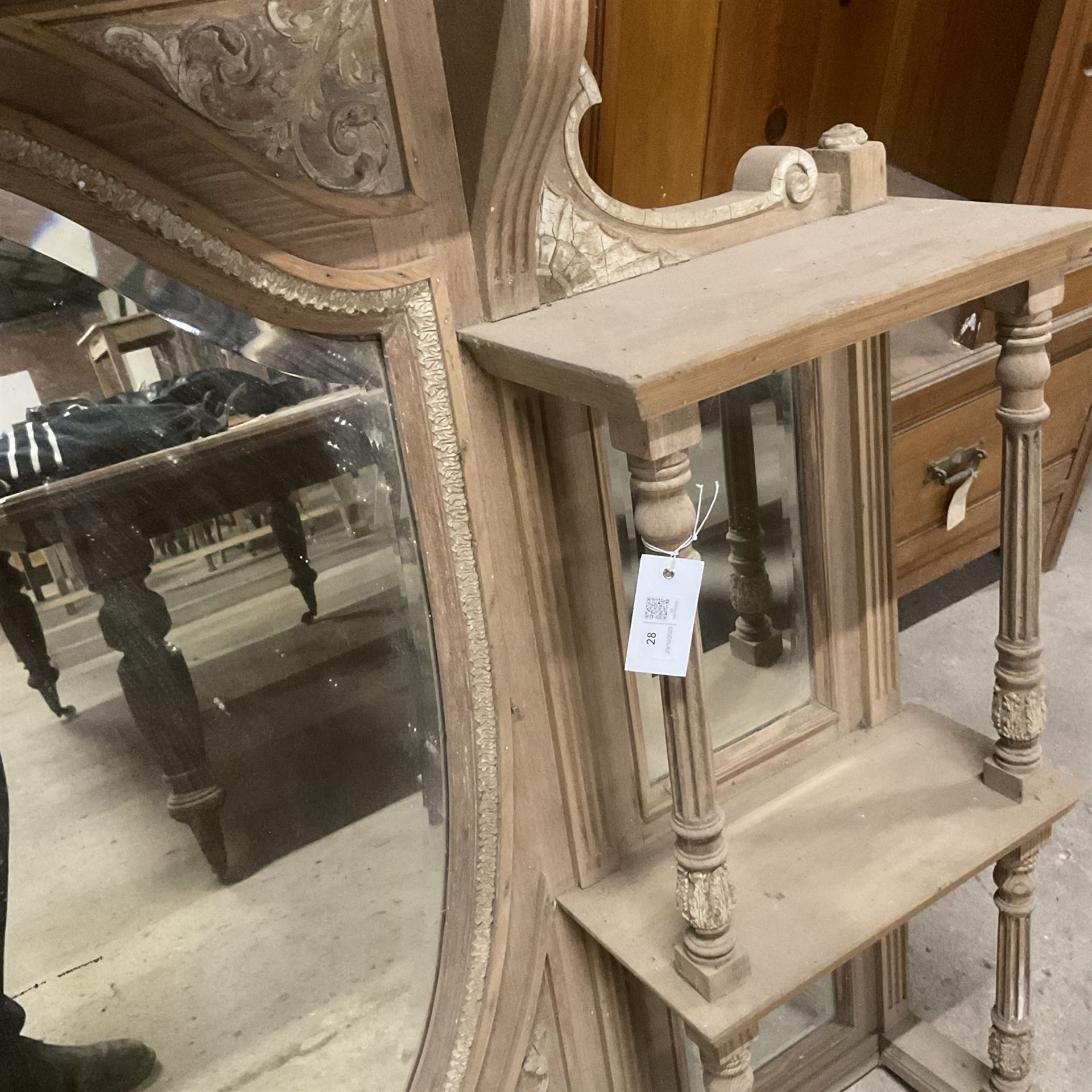 Late 19th century pine and gesso mirror back or wall mirror - Image 5 of 7