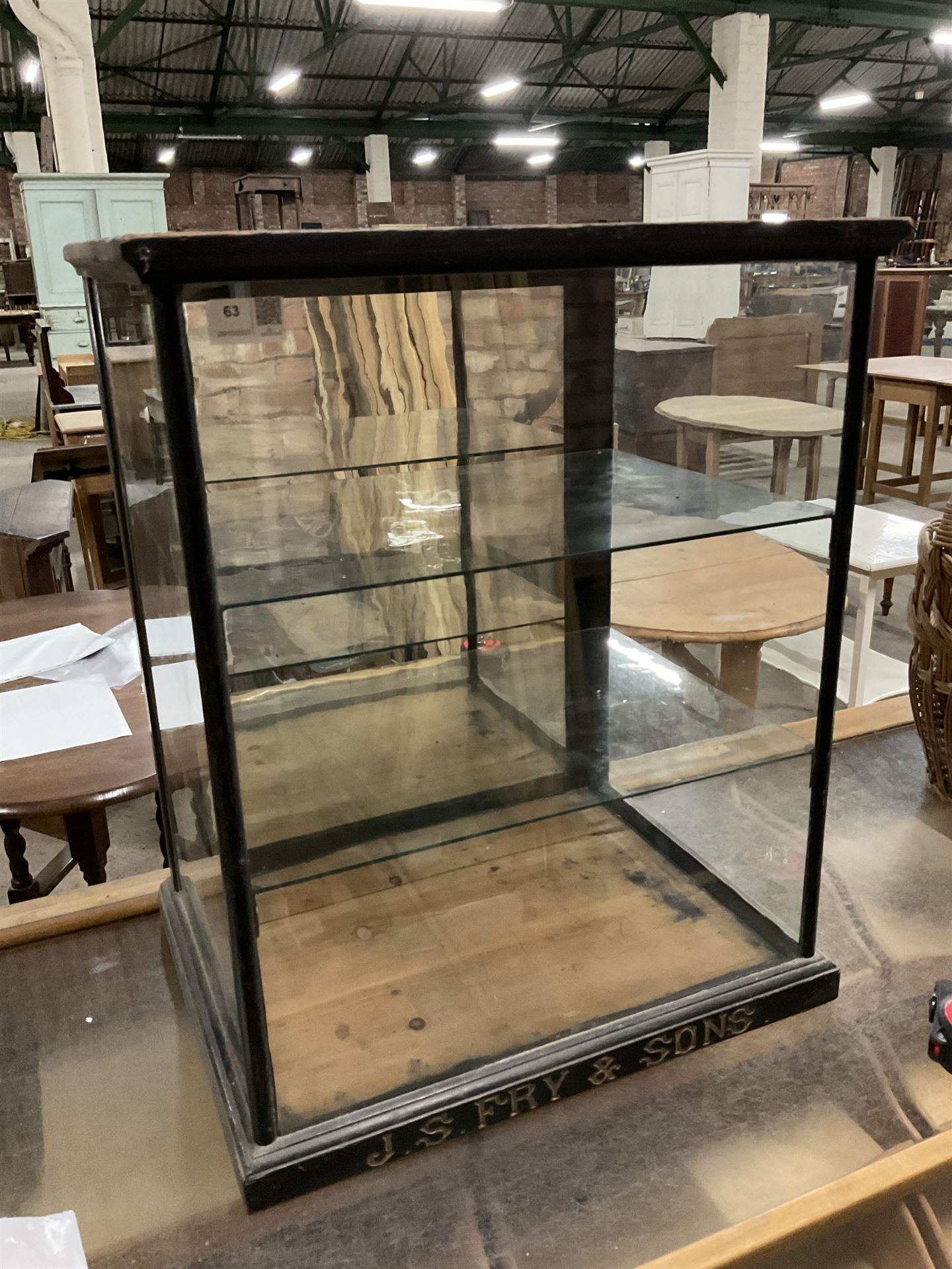 J S Fry & Sons - Victorian glazed and ebonised chocolate countertop display cabinet