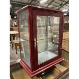 Early 20th century glazed and red enamel wall mounting medicine or pharmaceutical shop display cabin