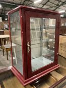 Early 20th century glazed and red enamel wall mounting medicine or pharmaceutical shop display cabin