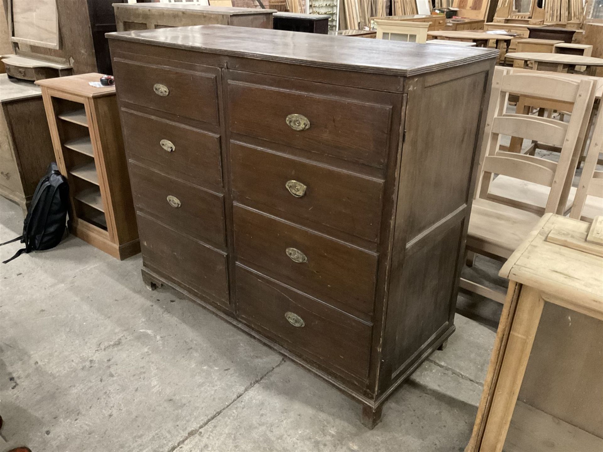 Early 20th century oak cupboard disguised as a chest of eight drawers - Image 2 of 5
