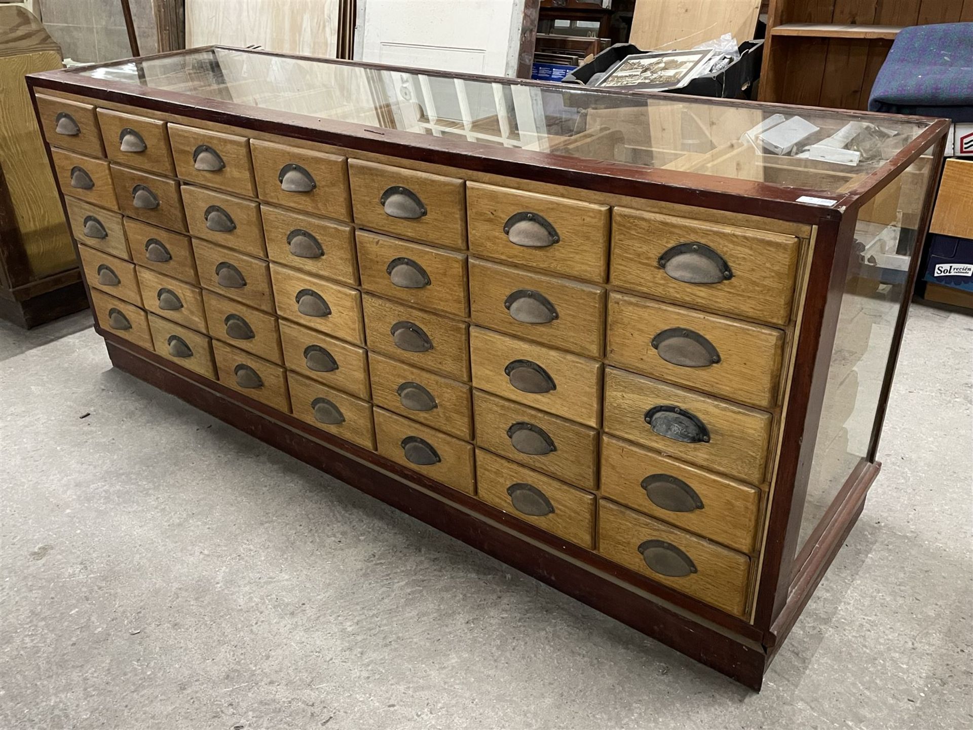 20th century mahogany and glazed haberdashery shop's display cabinet