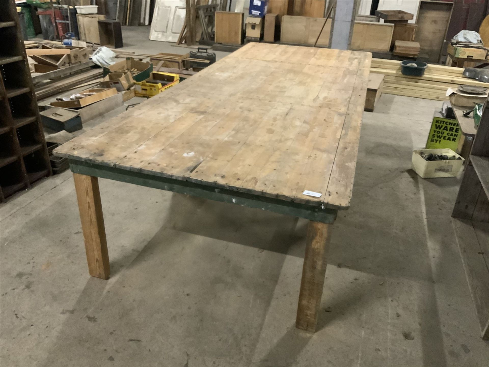 Large 19th century industrial pine table - Image 2 of 4