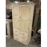19th century painted pine wardrobe cupboard