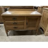 Early 20th century small oak sideboard with raised back