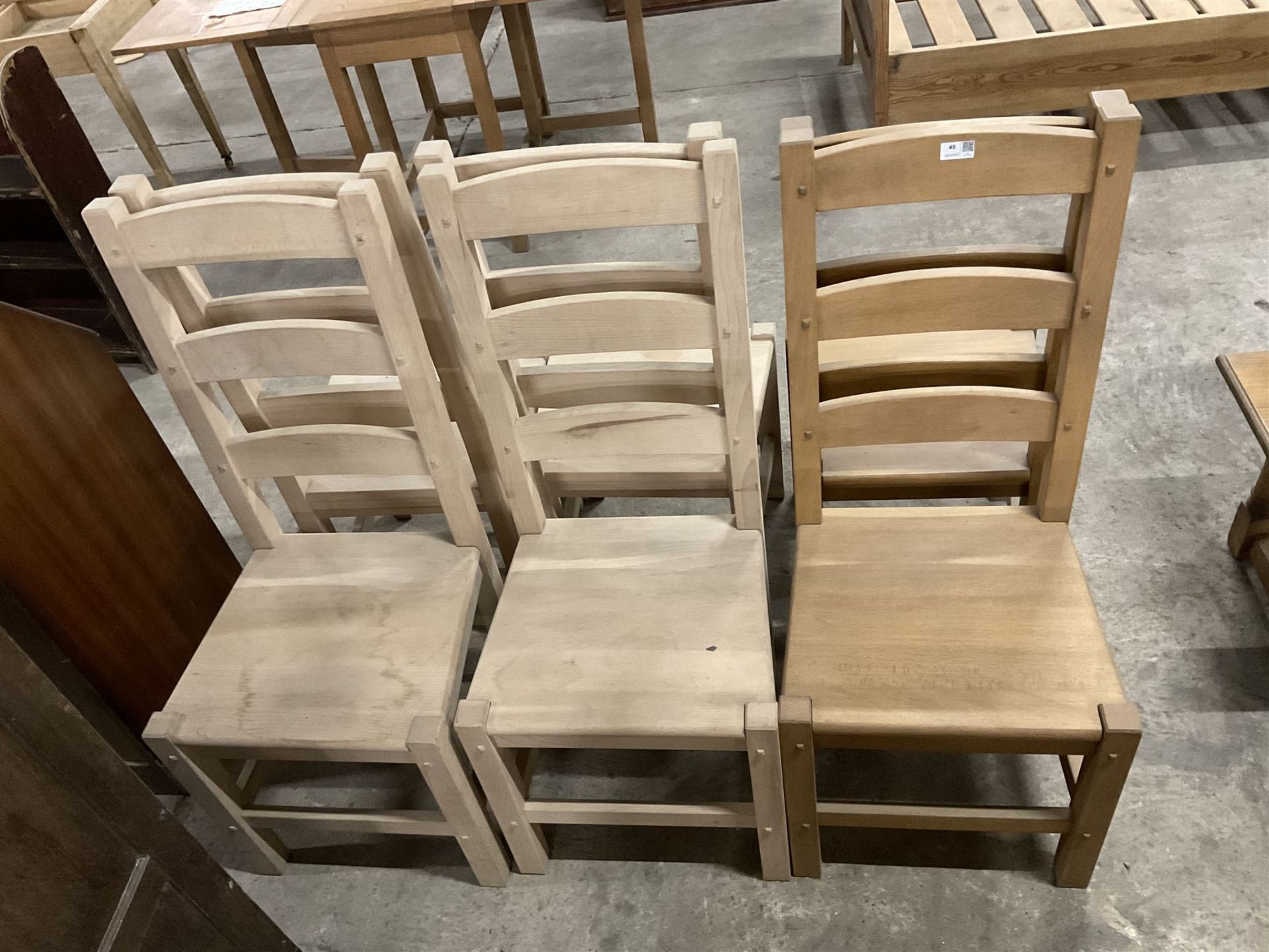 Set of six (4+2) light beech dining chairs - Image 2 of 3