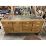 20th century oak and glazed haberdashery shop's cabinet