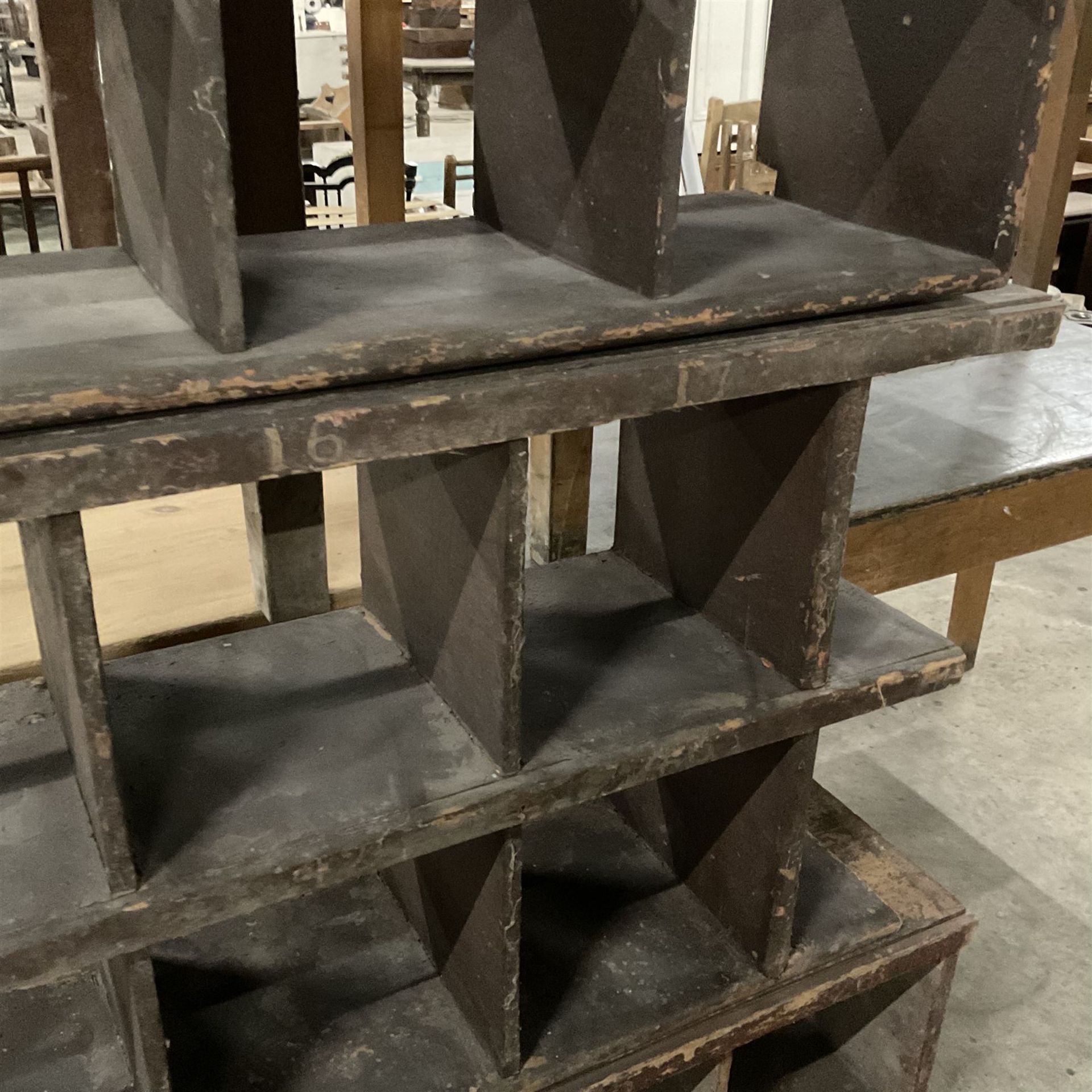 Three 19th century pine pigeon hole shelving units - Image 3 of 5