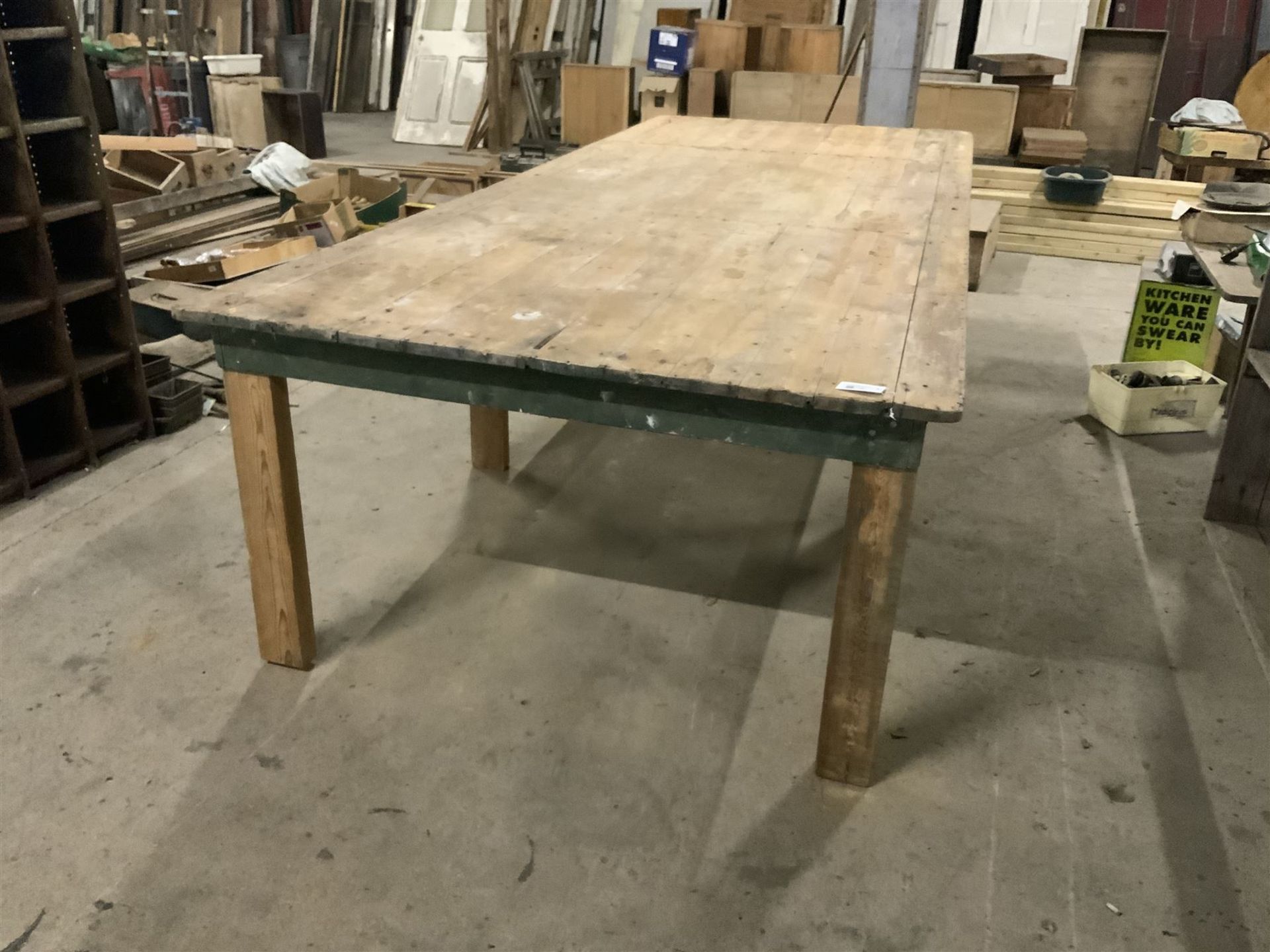 Large 19th century industrial pine table