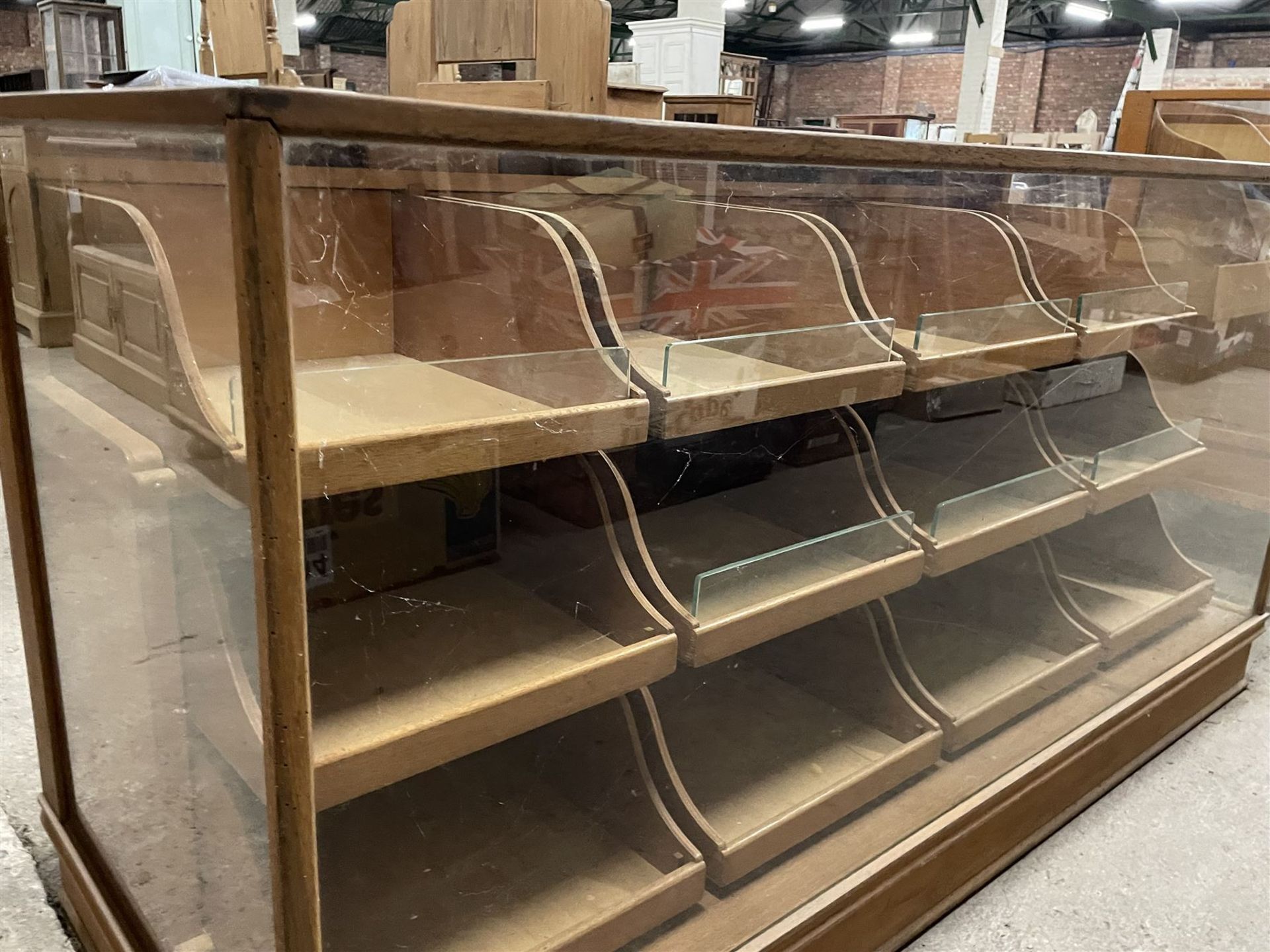 20th century oak and glazed haberdashery shop's display cabinet - Image 6 of 7