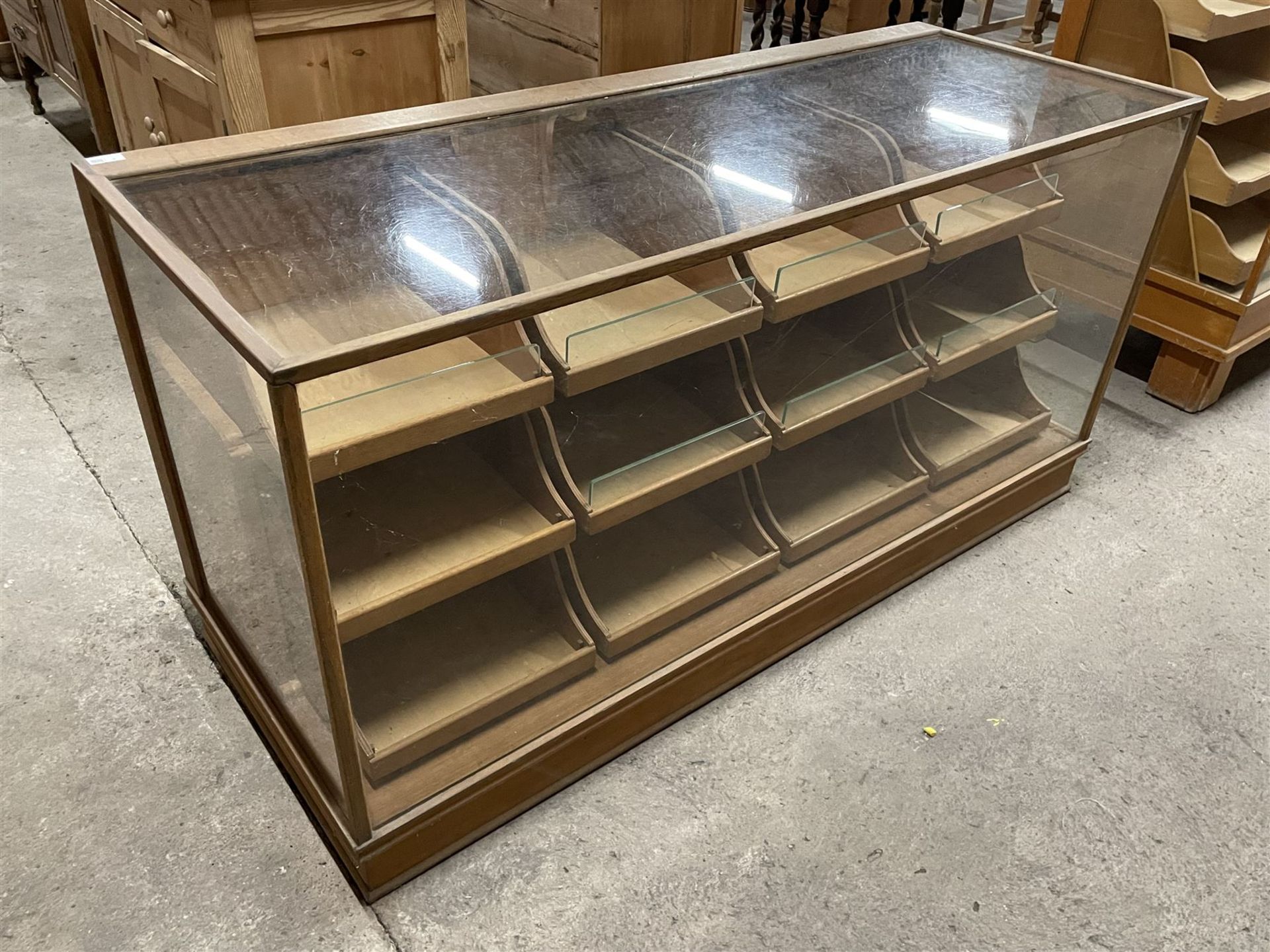 20th century oak and glazed haberdashery shop's display cabinet - Image 3 of 7