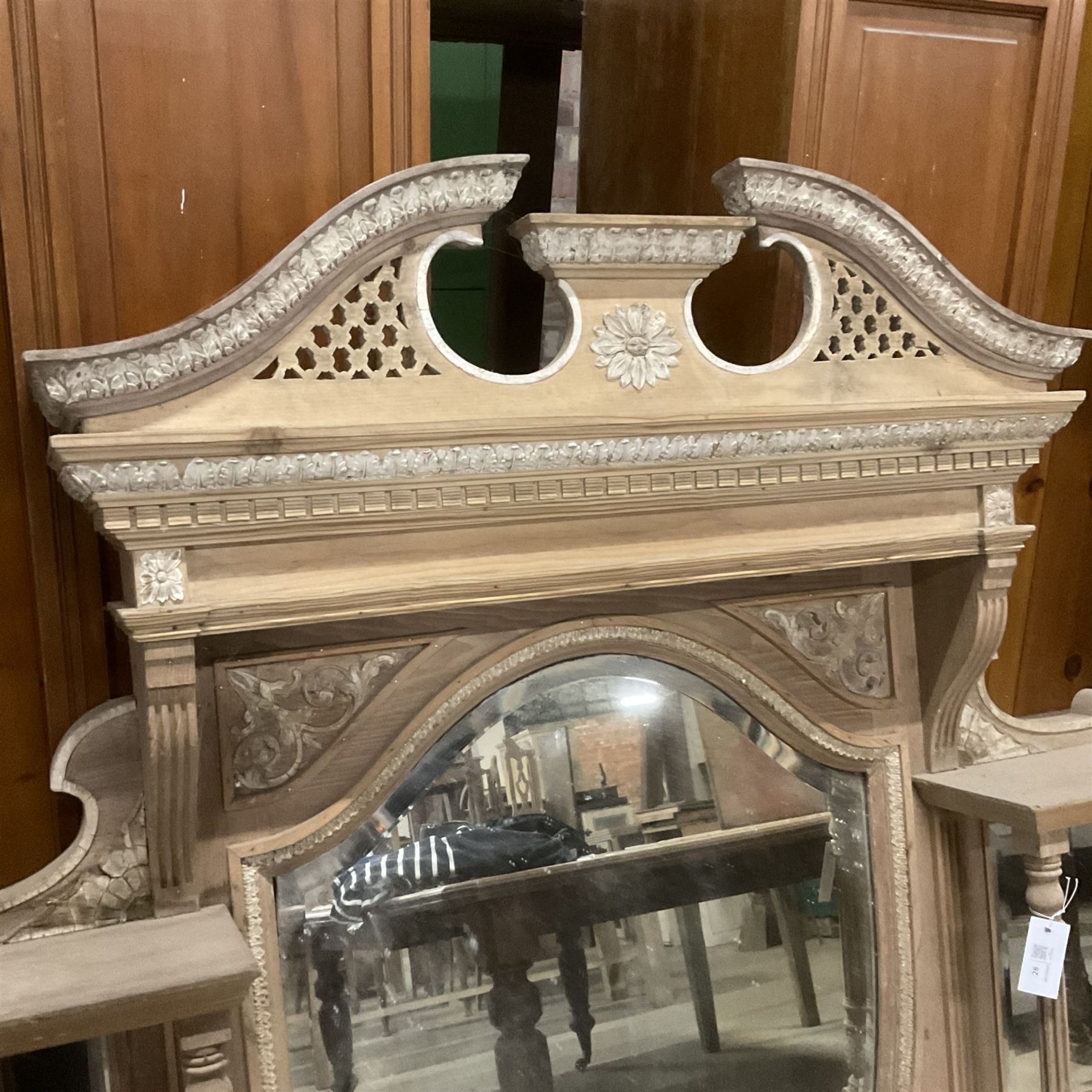 Late 19th century pine and gesso mirror back or wall mirror - Image 2 of 7