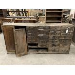 19th century pine multi-drawer workshop cabinet