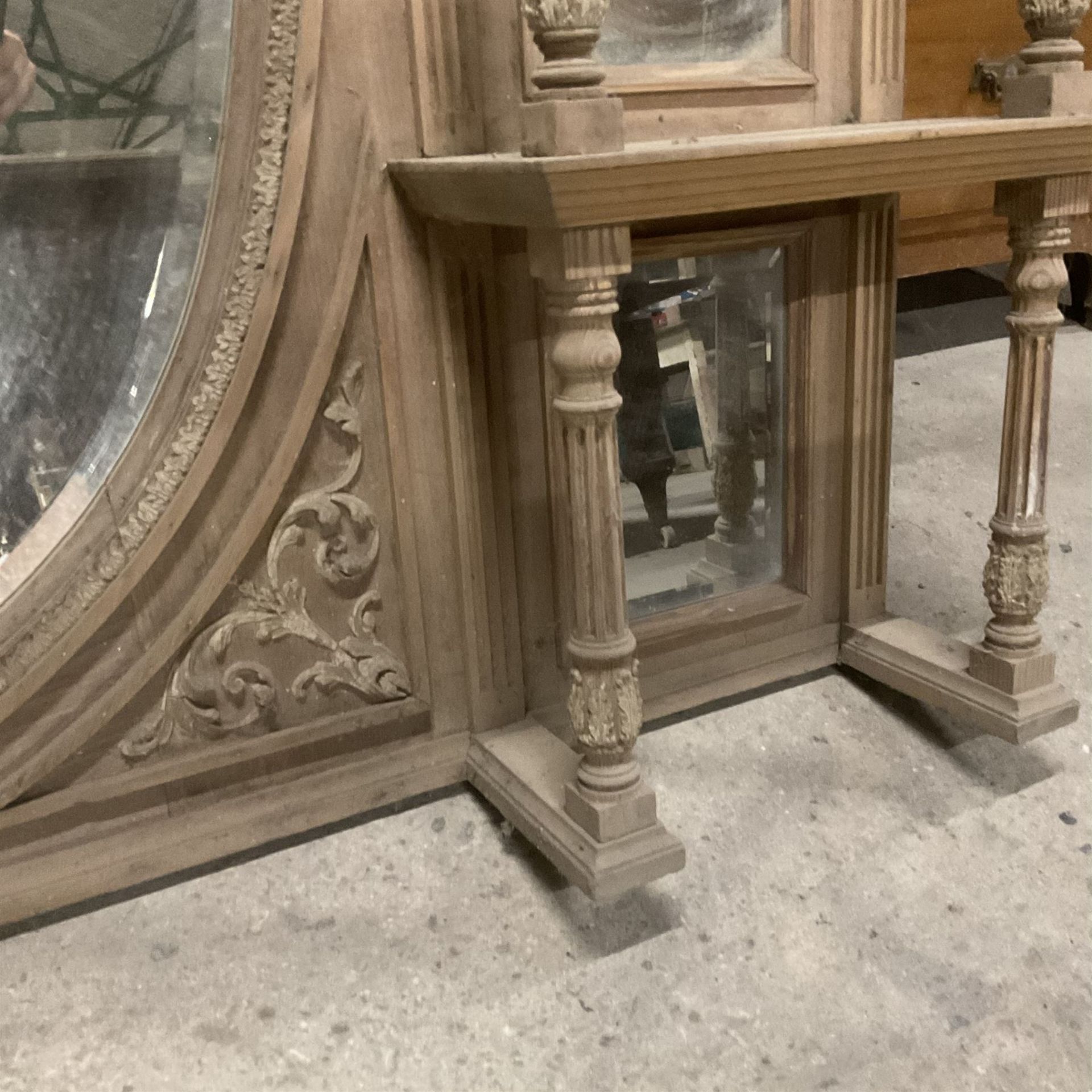 Late 19th century pine and gesso mirror back or wall mirror - Image 7 of 7