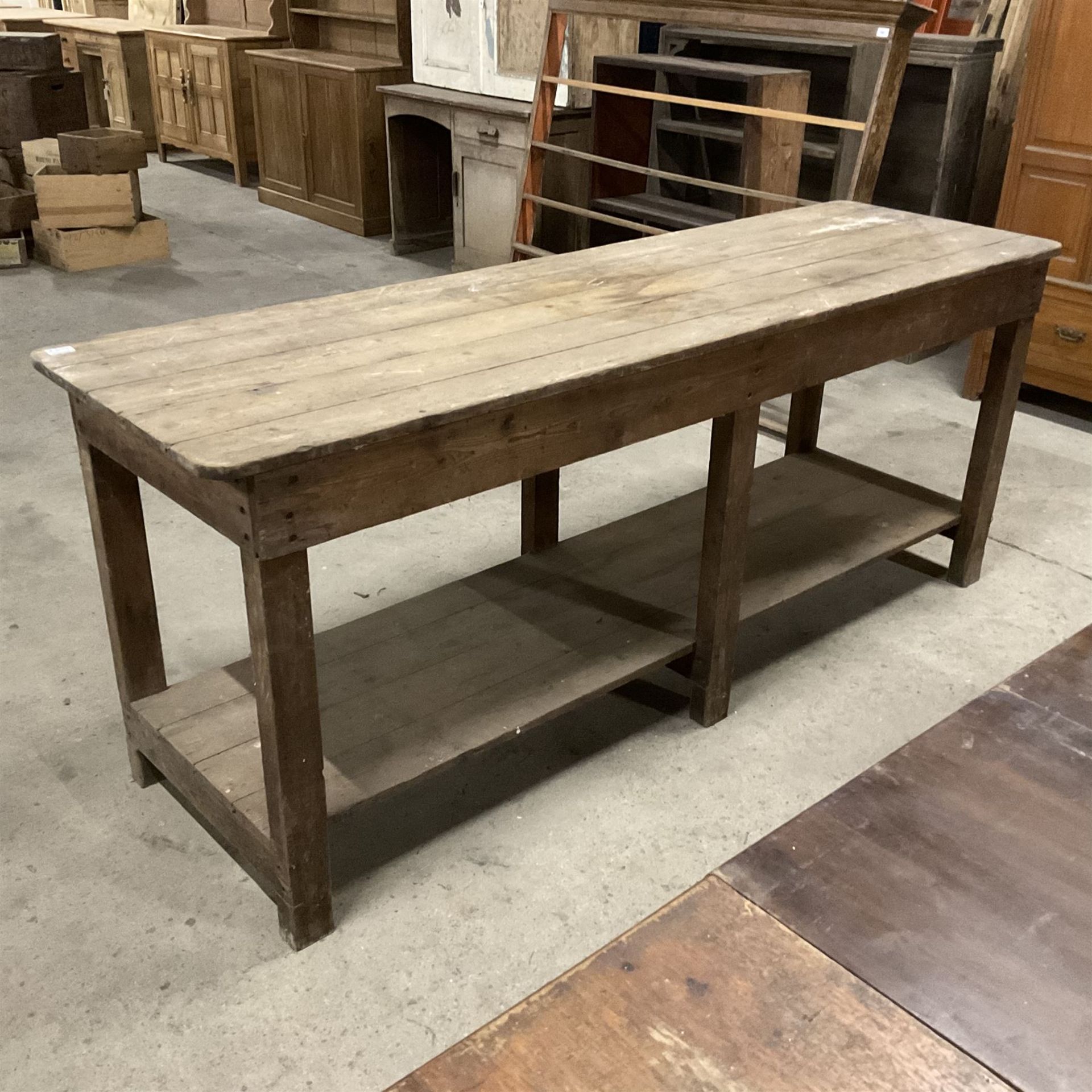 19th century pine narrow side table - Image 2 of 8