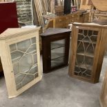 20th century light oak corner cabinet