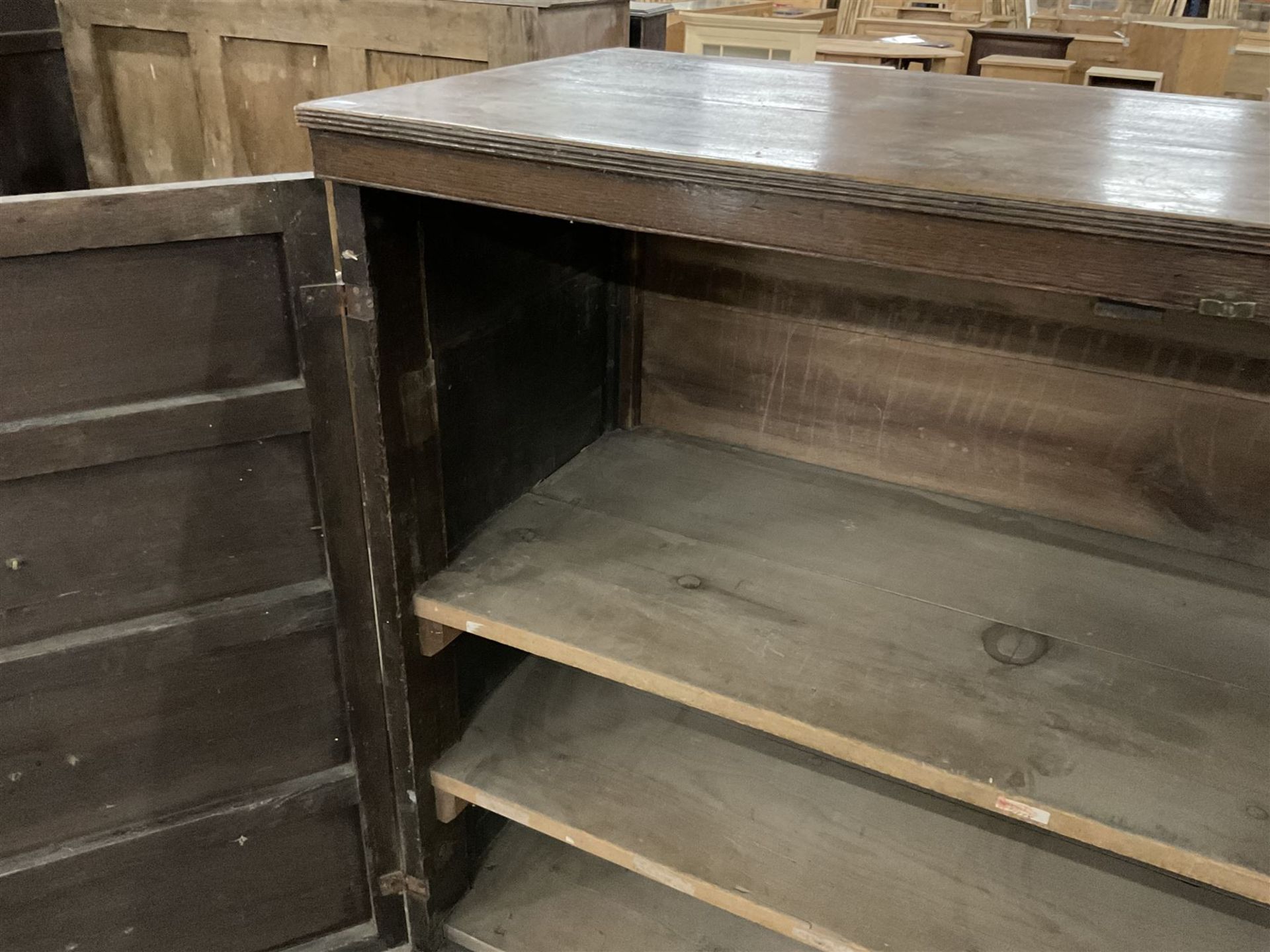 Early 20th century oak cupboard disguised as a chest of eight drawers - Image 4 of 5