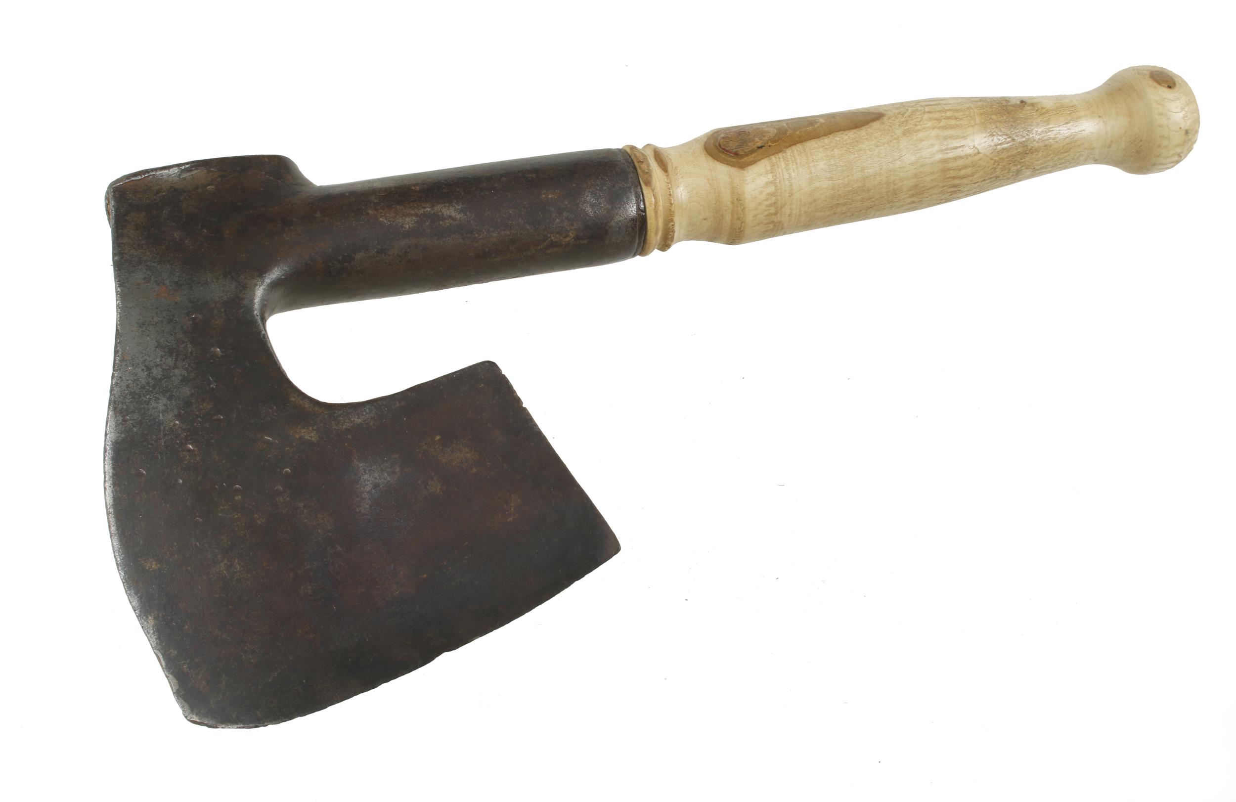 A Continental side axe with maker's mark and replaced holly handle G+ - Image 3 of 4
