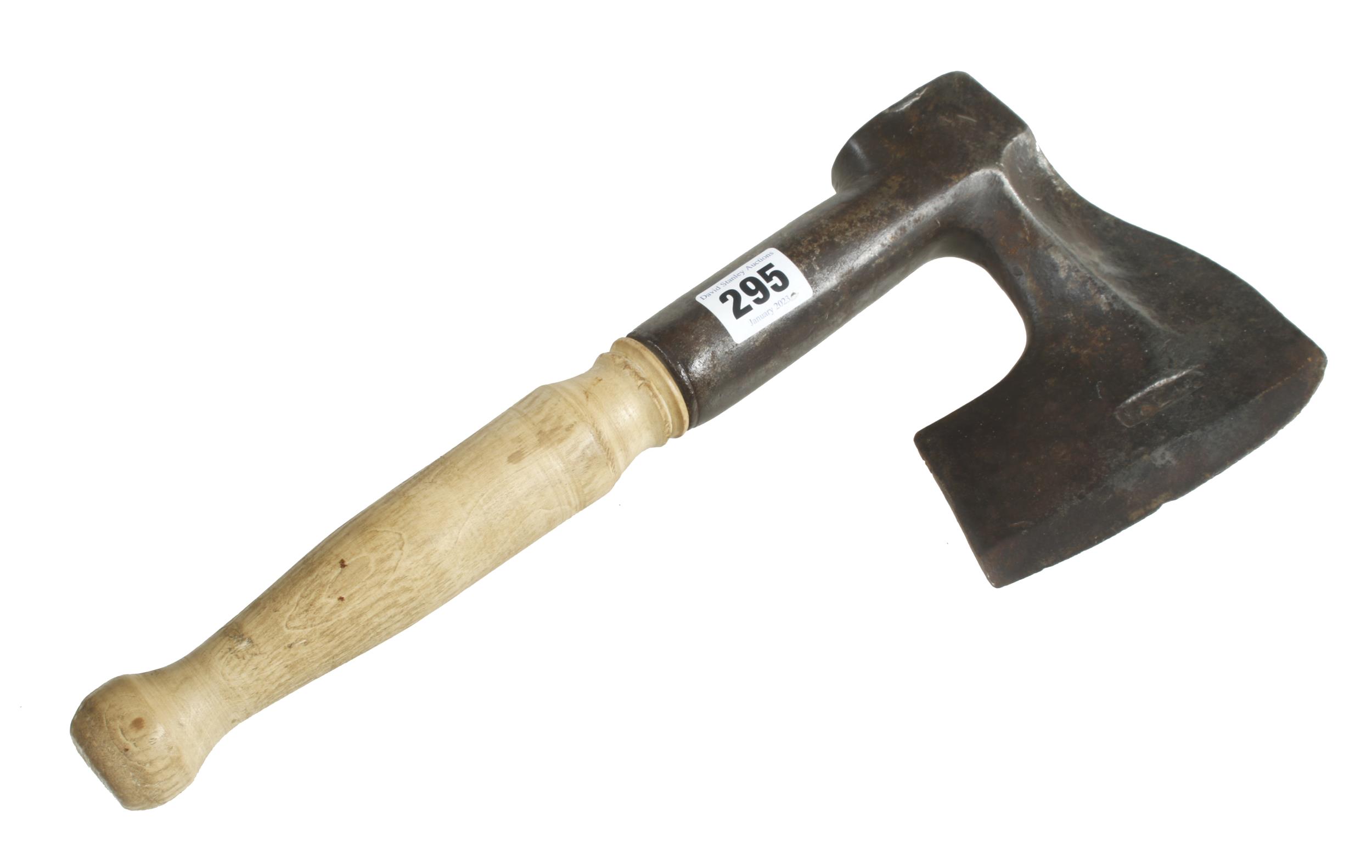 A Continental side axe with maker's mark and replaced holly handle G+ - Image 4 of 4