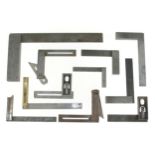 11 engineer's steel squares 3" to 9" G+