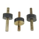 Three brass stemmed ebony mortice gauges, minor cracks G