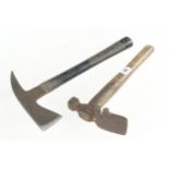 A fireman's axe with rubber handle and a crate hammer G