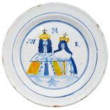 An English commemorative Delft plate.