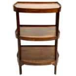 A fruitwood D-shaped three tier whatnot.