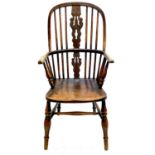 An ash, elm and beech Windsor elbow chair.