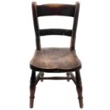 An Oxford type stained ash and elm child's Windsor chair.