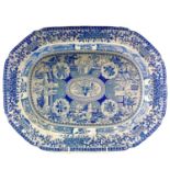 A blue and white pearlware meat plate.