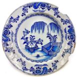 A Dutch Delft blue and white charger.