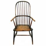 A Cornish fruitwood and ash Windsor armchair.