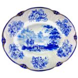 A Turner earthenware blue and white meat plate.