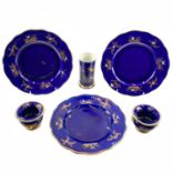 Three Masons patent Ironstone mazarine blue plates.